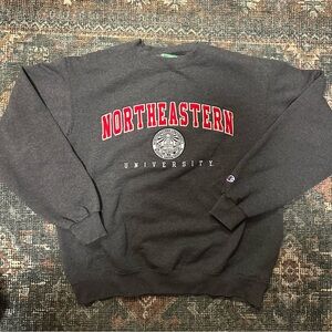 Champion Northeastern grey and red crewneck sweatshirt